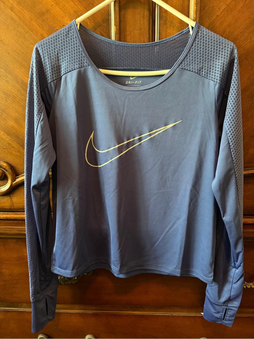 Nike Dri-FIT Long Sleeve Training Tee - Lavender Purple with Silver Swoosh